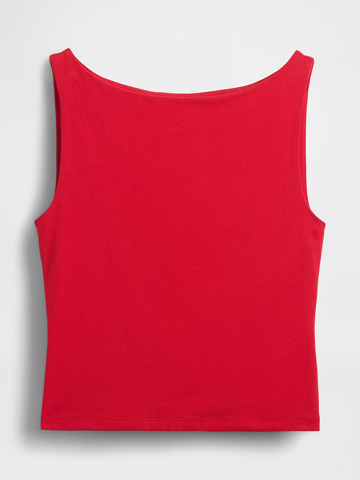 L'image numéro 5 présente Camisole courte à encolure bateau en jersey moulant