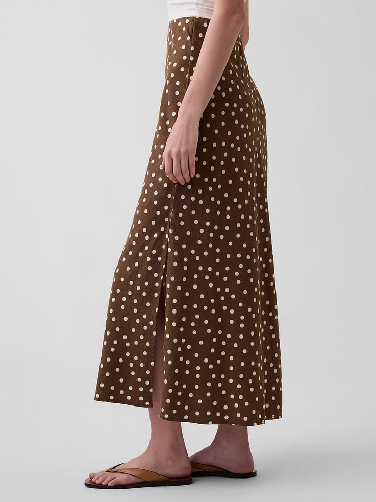 Image 3 de 5, Jupe longue à taille extensible en mélange de lin