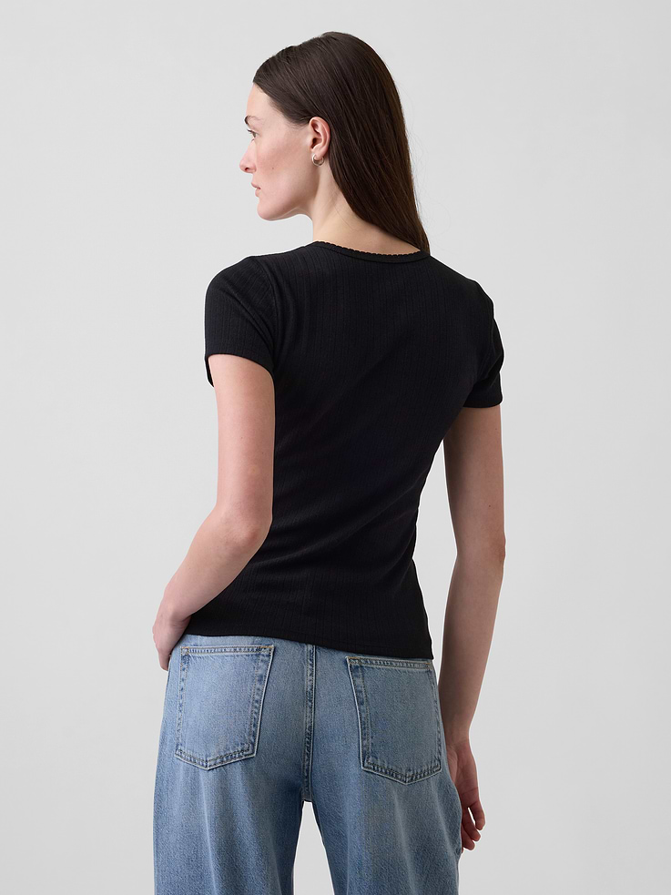 Image number 3 showing, Pointelle Crewneck T-Shirt