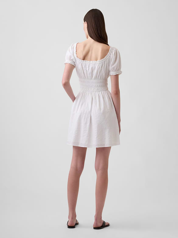 Smocked-Waist Mini Dress