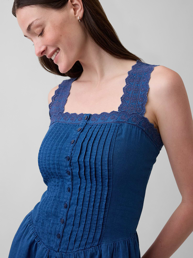 Image number 4 showing, Pintuck Drop-Waist Mini Dress