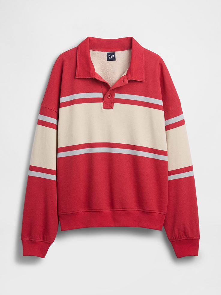 Image number 5 showing, VintageSoft Terry Oversized Polo Sweatshirt