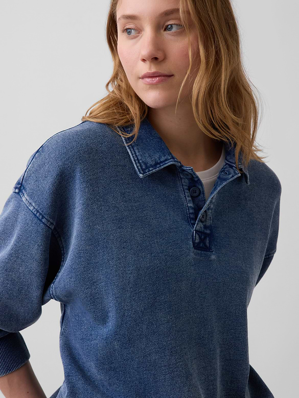 VintageSoft Terry Oversized Polo Sweatshirt