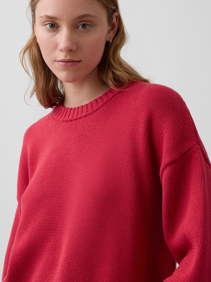 Image number 4 showing, 100% Cotton Oversized Crop Sweater