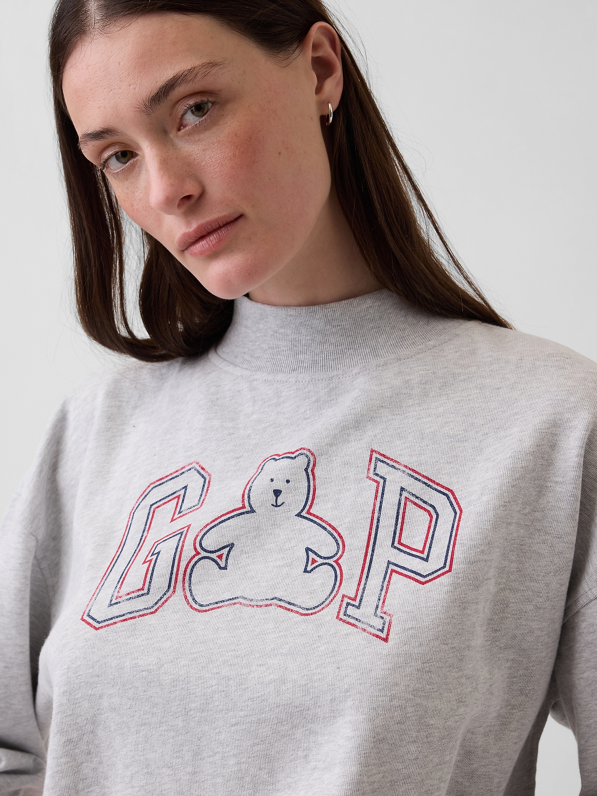 VintageSoft Terry Oversized Mockneck Logo Sweatshirt | Gap
