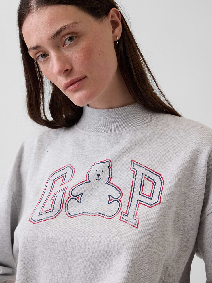 Image number 4 showing, VintageSoft Terry Oversized Mockneck Logo Sweatshirt