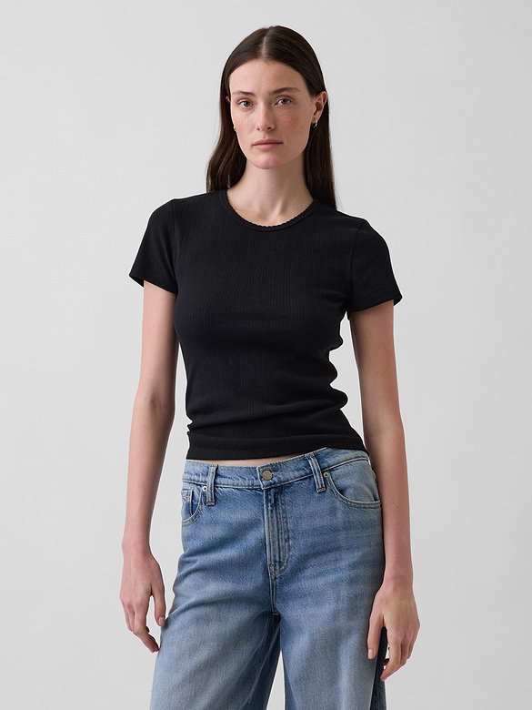 Pointelle Crew T-Shirt