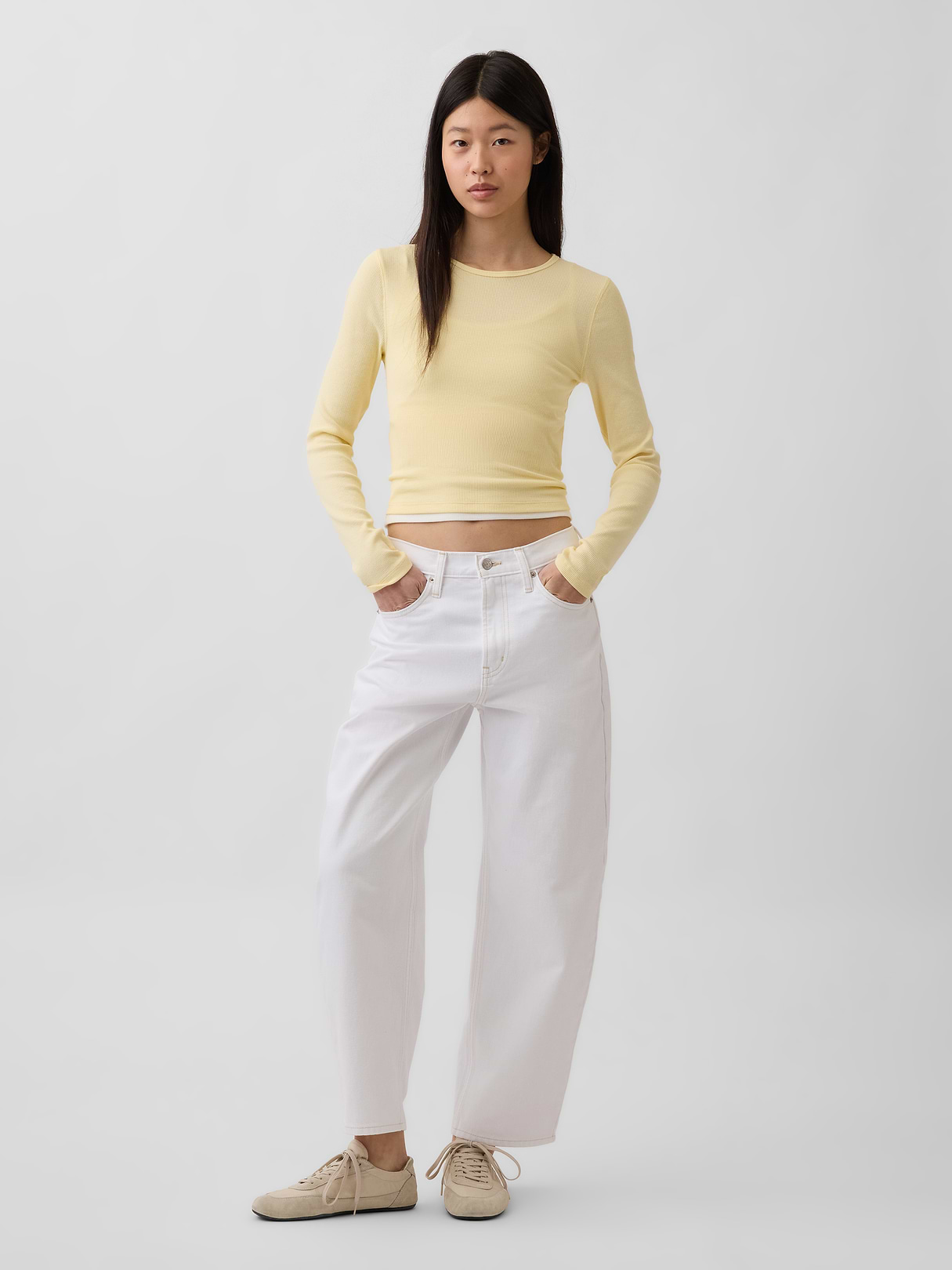 High Rise Crop Barrel Jeans - Fresh white by Gap
