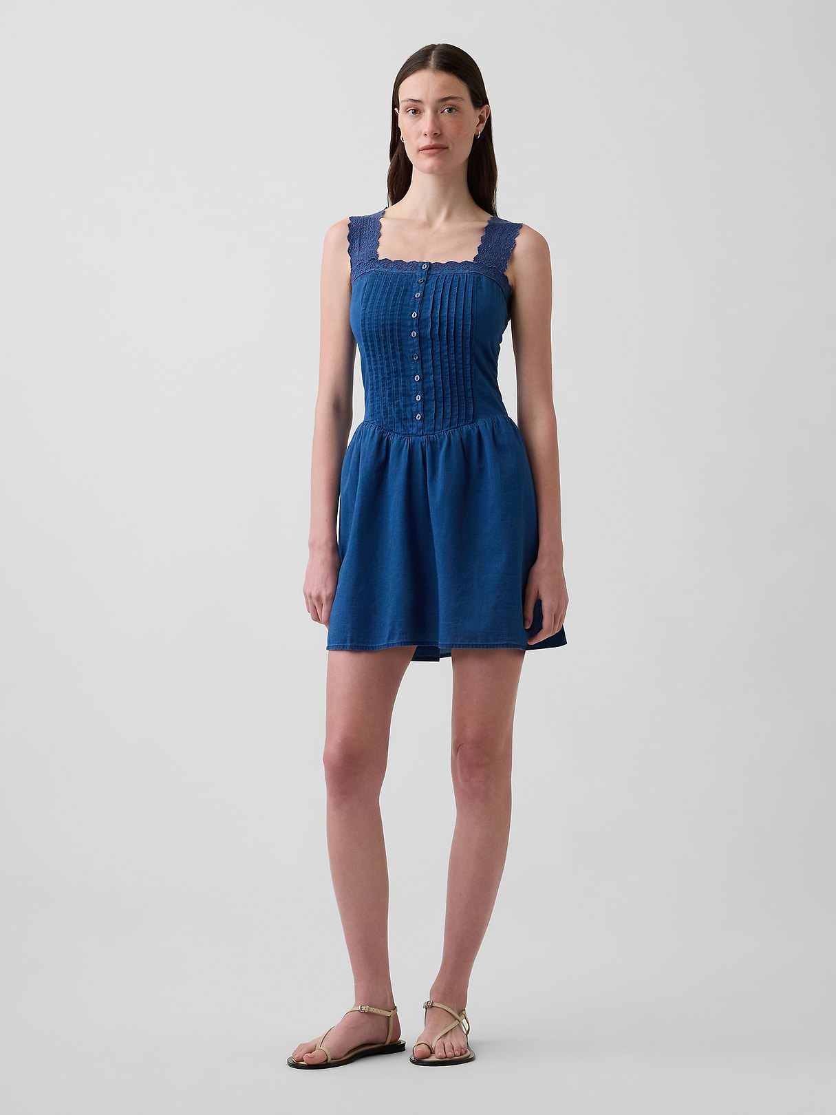 Pintuck Drop-Waist Mini Dress | Gap