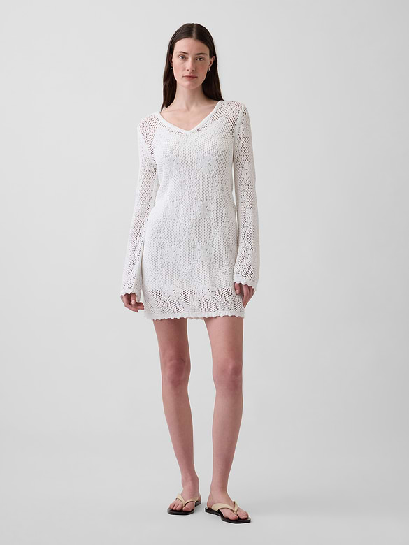 Pointelle Mini Sweater Dress