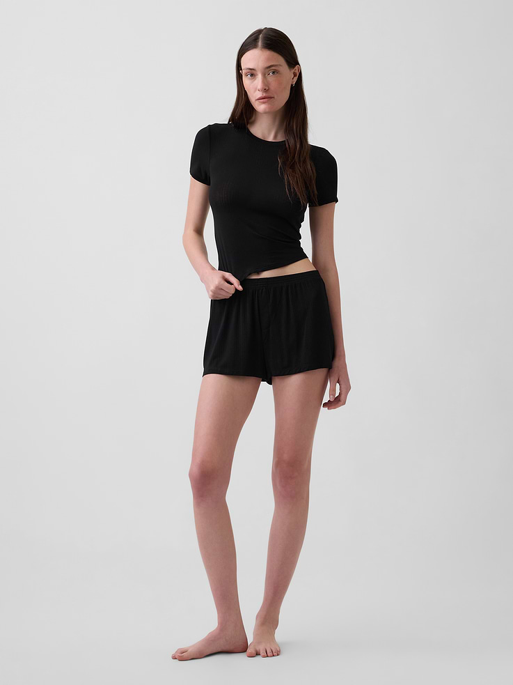 Image number 1 showing, SoftMade Modal Rib PJ Shorts