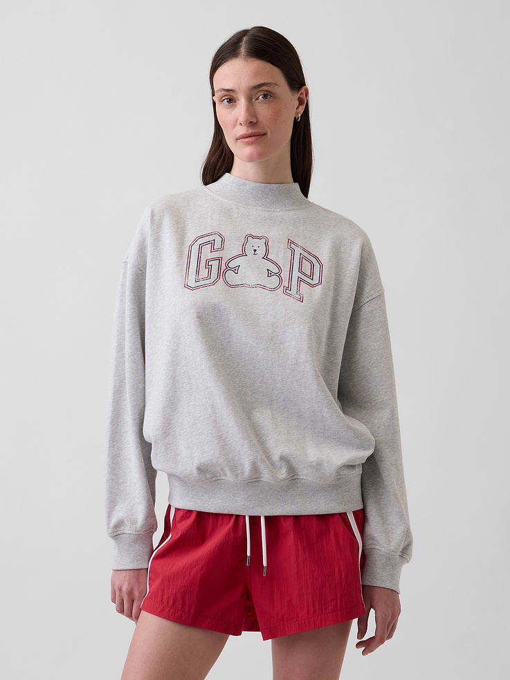 Image number 1 showing, VintageSoft Terry Oversized Mockneck Logo Sweatshirt