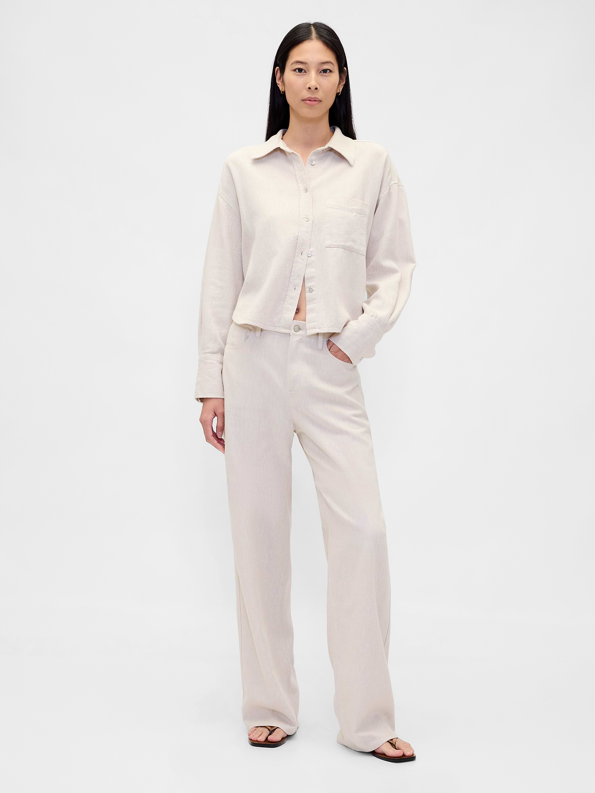 Linen-Cotton Wide-Leg Pants | Gap