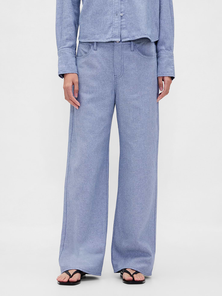 Image number 2 showing, Linen-Cotton Wide-Leg Pants