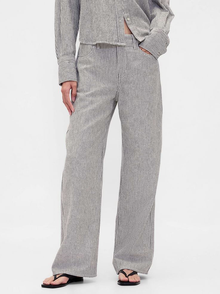 Image number 2 showing, Linen-Cotton Wide-Leg Pants