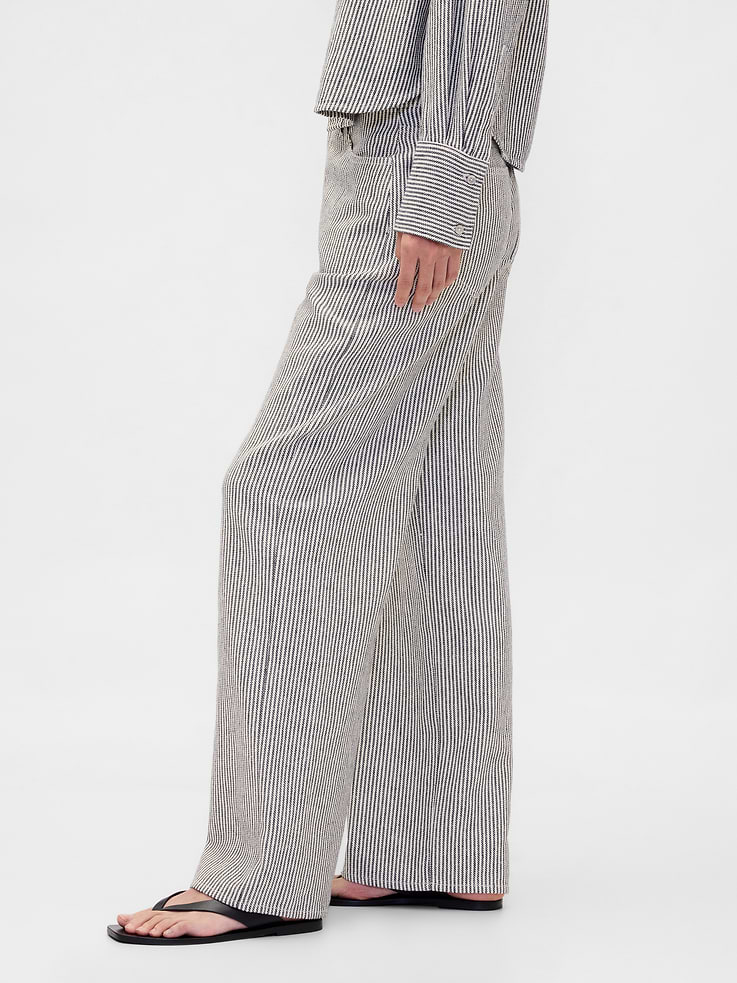 Image number 3 showing, Linen-Cotton Wide-Leg Pants