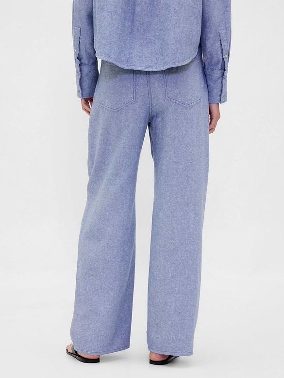 Linen-Cotton Wide-Leg Pants