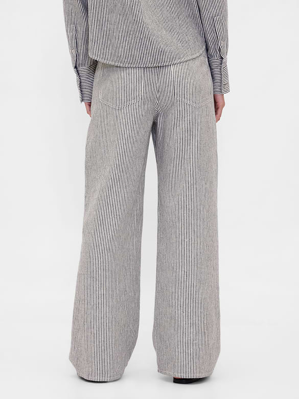 Linen-Cotton Wide-Leg Pants