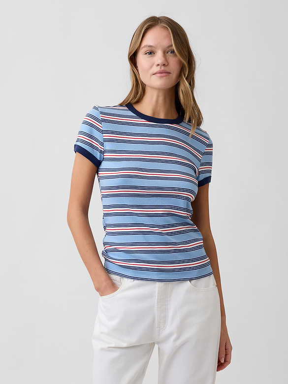 Modern Ribbed Crewneck T-Shirt