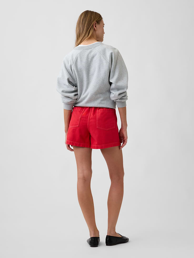 Image 4 of 5, 4" Mid Rise Denim Utility Shorts