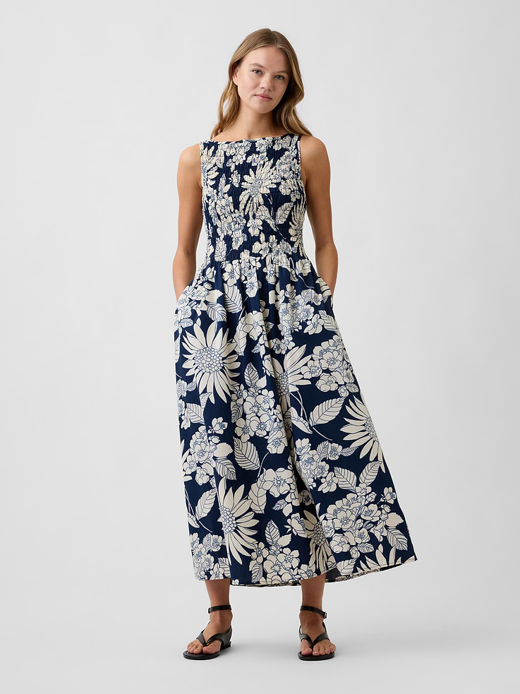 Image number 1 showing, Smocked Boatneck Maxi Dress