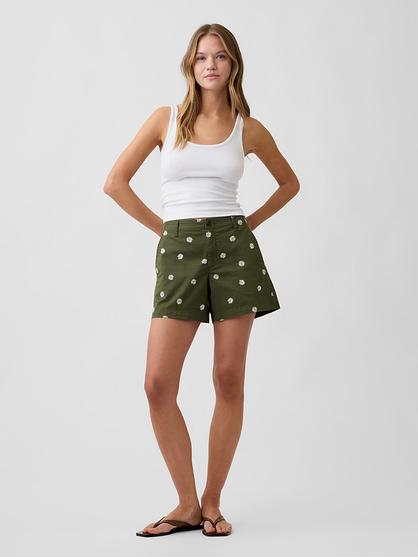 5" Mid Rise Downtown Khaki Shorts