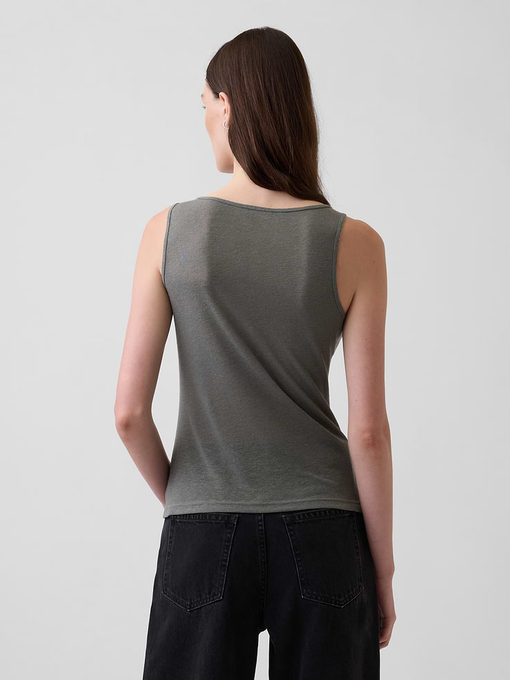 Image number 3 showing, Linen-Blend Tank Top