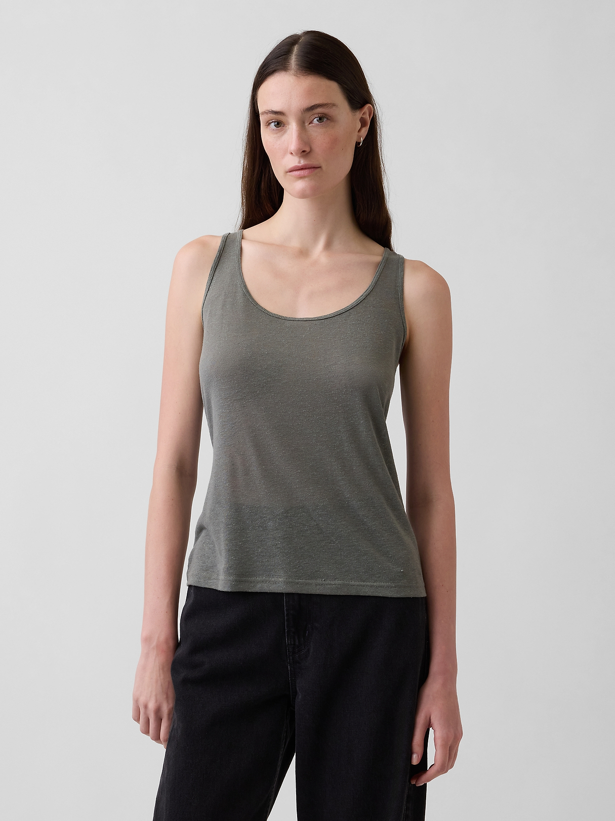 Linen Tank Top ASH BLACK&SHADE GREY Sサイズ Linen-Blend Tank Top | Gap