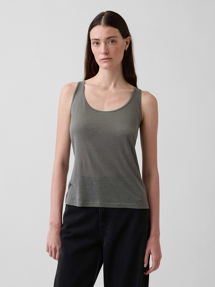 Image number 1 showing, Linen-Blend Tank Top