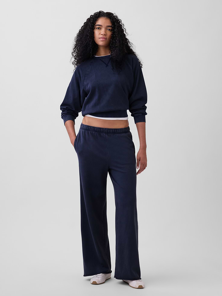 Image number 1 showing, VintageSoft Terry Wide-Leg Sweatpants