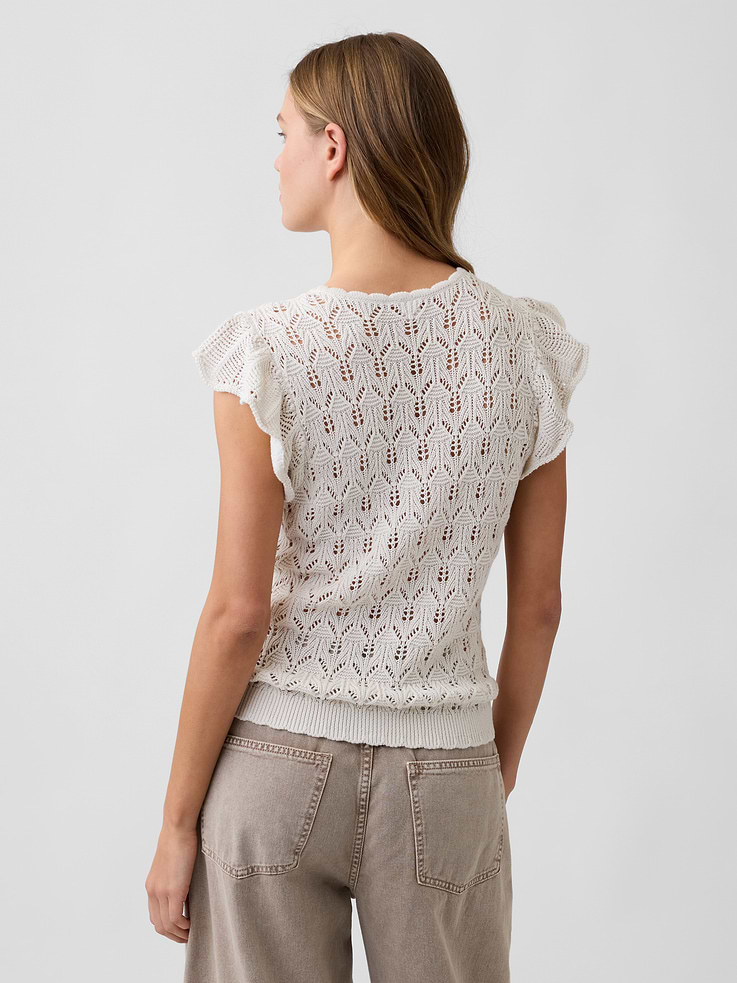 Image number 2 showing, Crochet Flutter Sleeve Top