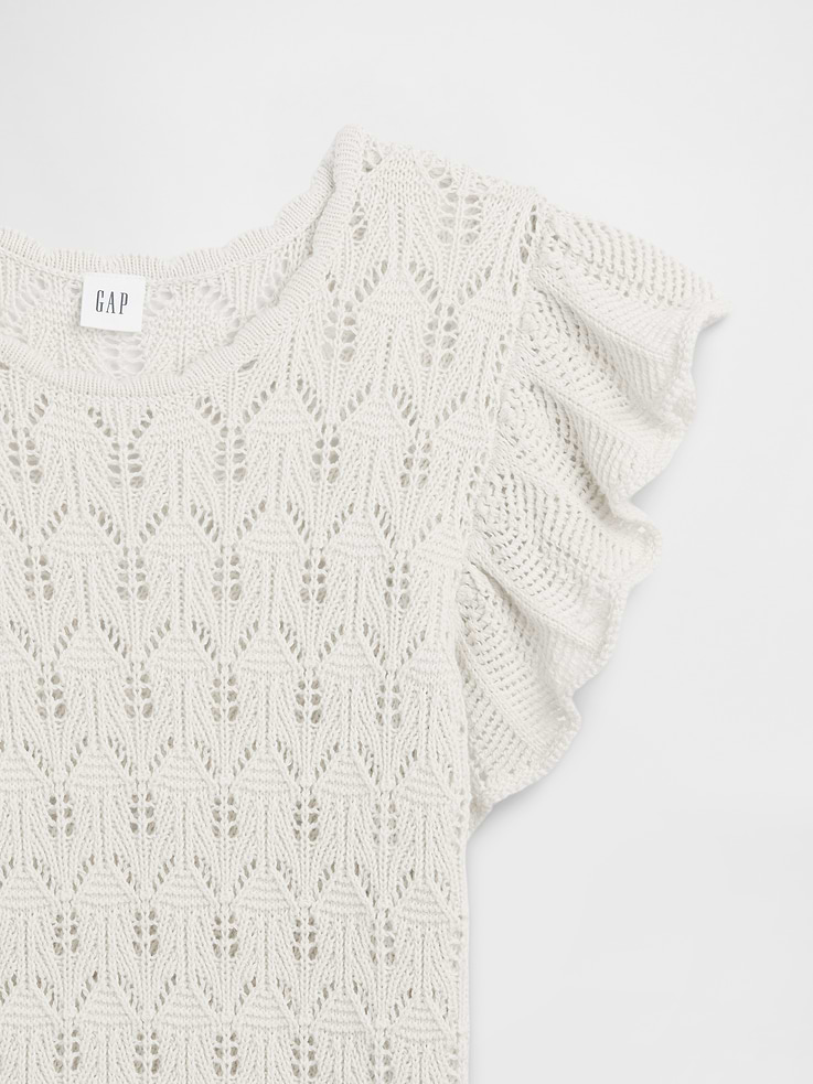 Image number 4 showing, Crochet Flutter Sleeve Top