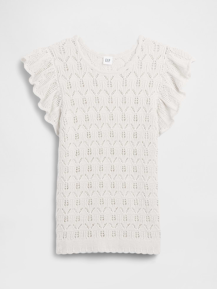 Image number 5 showing, Crochet Flutter Sleeve Top
