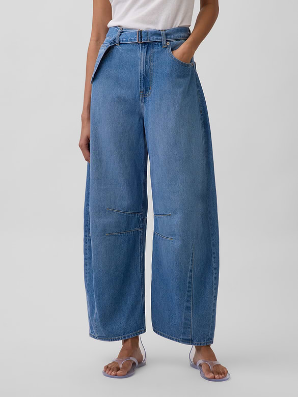High Rise UltraSoft Belted Horseshoe Jeans