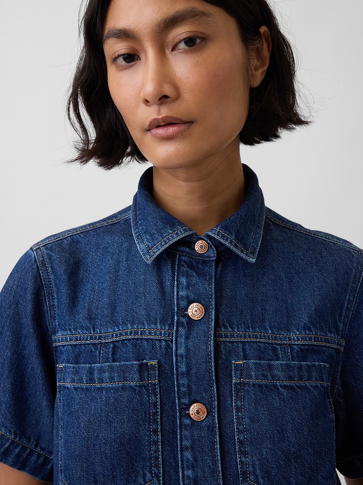Image number 4 showing, UltraSoft Denim Mini Shirtdress