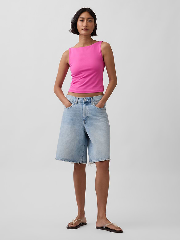 CloseKnit Jersey Boatneck Crop Tank Top