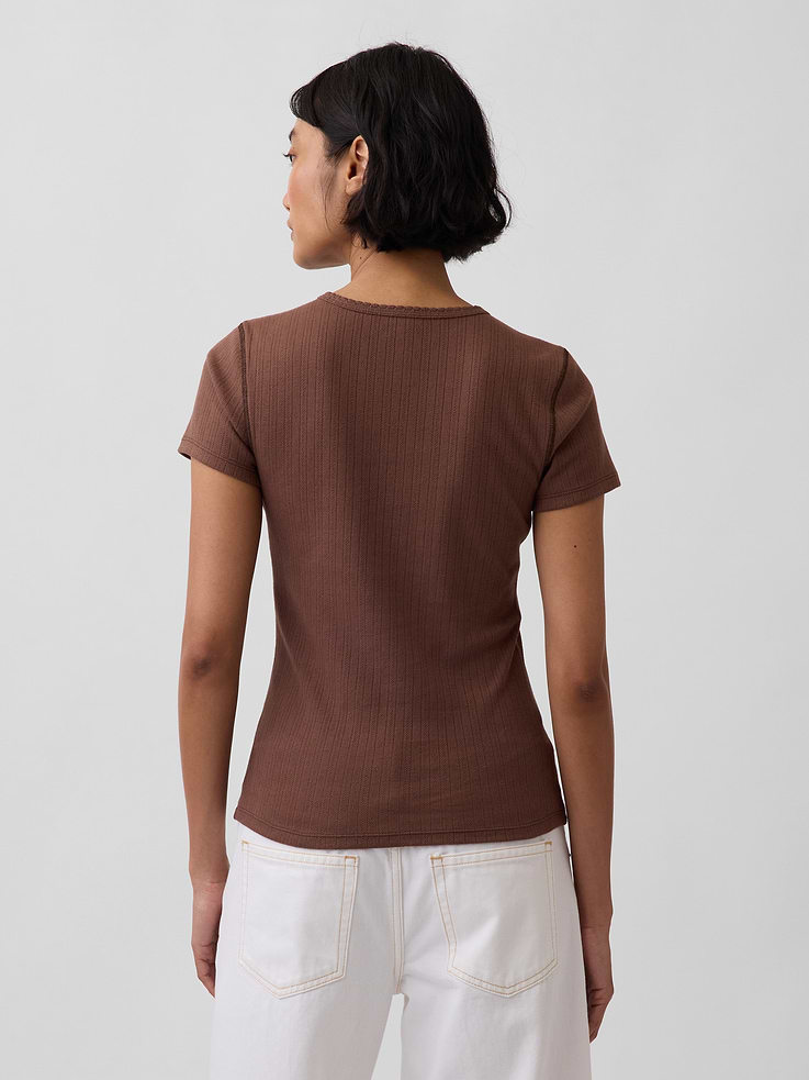 Image number 3 showing, Pointelle Crewneck T-Shirt