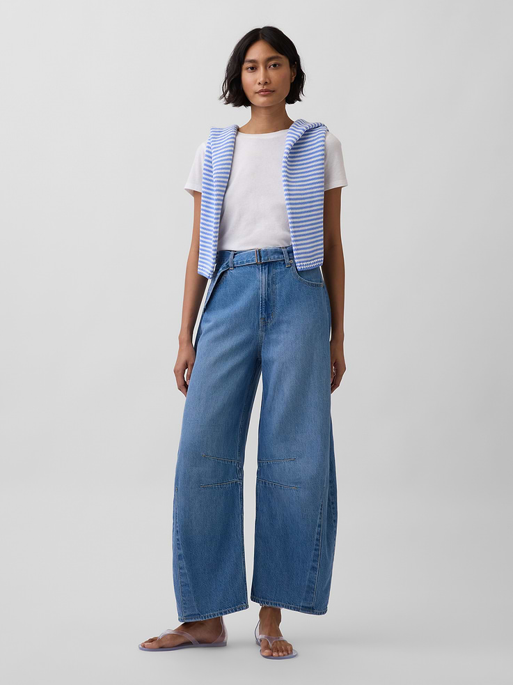 Image number 1 showing, High Rise UltraSoft Belted Horseshoe Jeans
