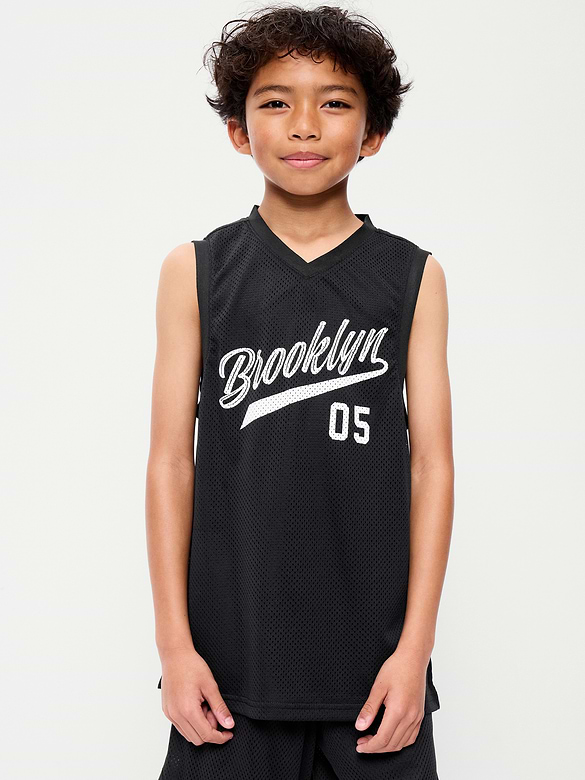 Mesh Graphic Basketball Tank Top for Boys