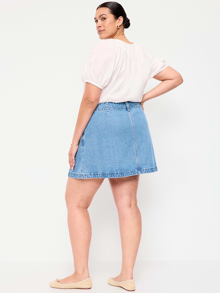 Image number 8 showing, Scalloped-Edge Button-Down Mini Skirt