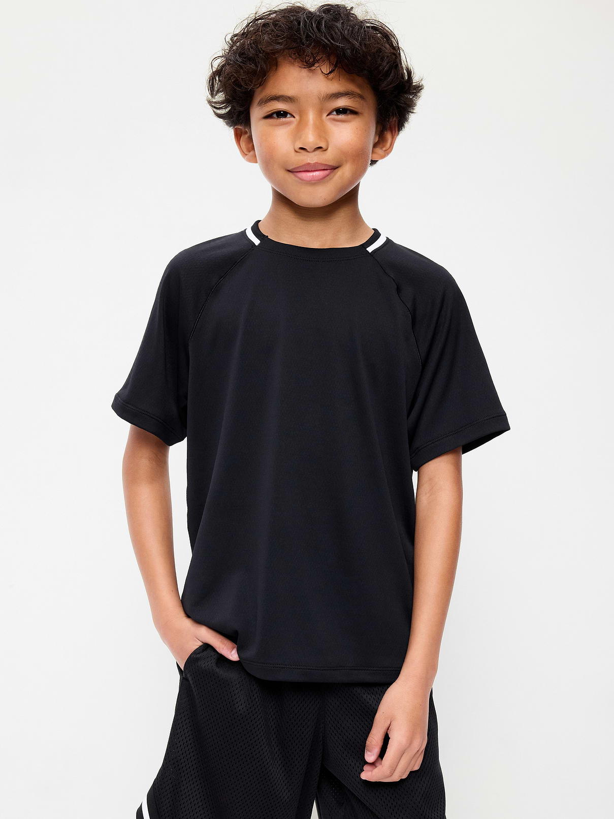 Image number 1 showing, Short-Sleeve Textured Mesh Performance T-Shirt for Boys