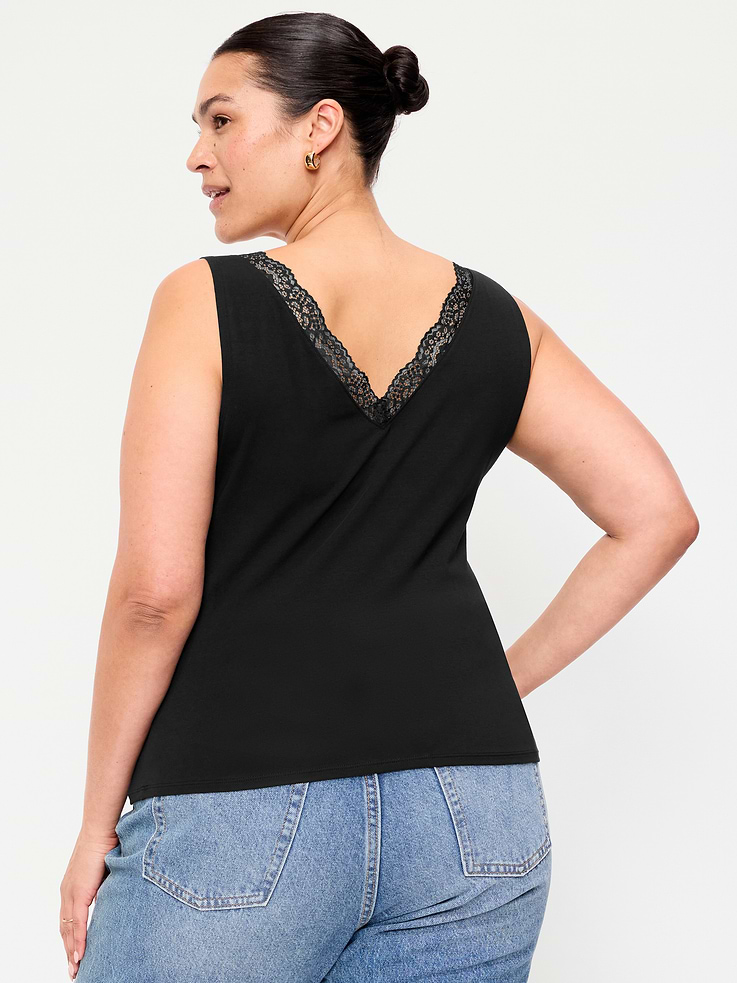 Image number 9 showing, Sleeveless Lace-Trim V-Neck Top