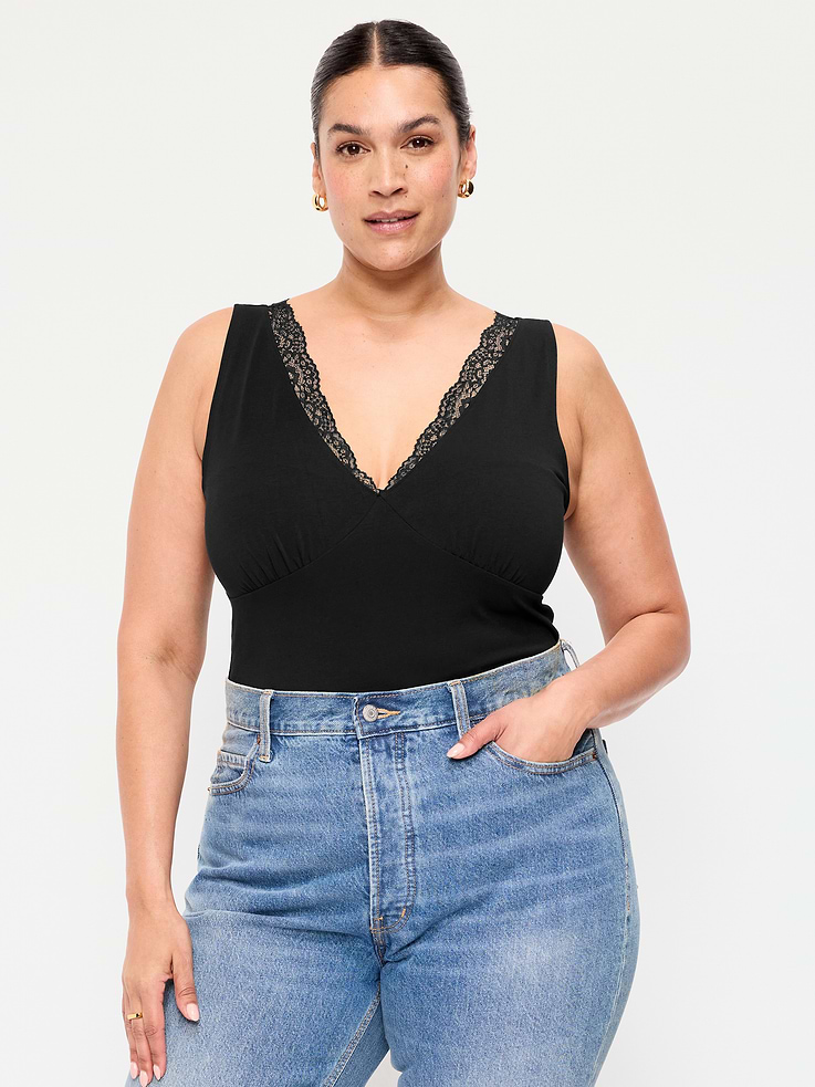 Image number 8 showing, Sleeveless Lace-Trim V-Neck Top