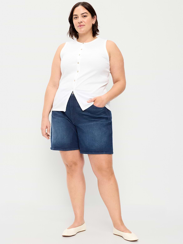 Short Wow en denim à taille haute, entrejambe de 7 cm