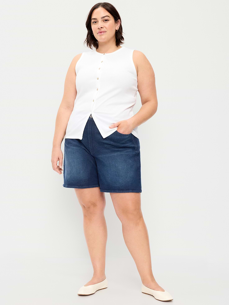 L'image numéro 7 présente Short Wow en denim à taille haute, entrejambe de 7 cm