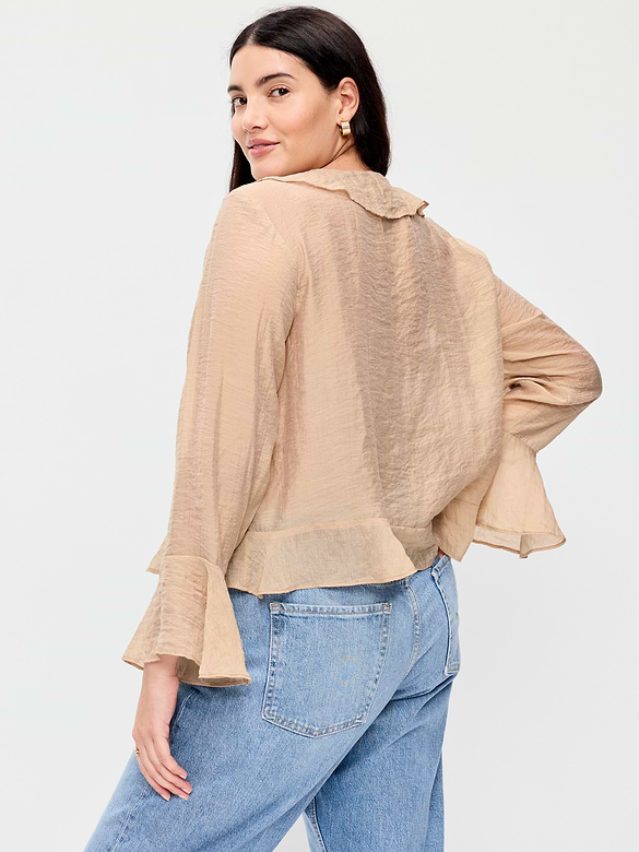 Bell-Sleeve Ruffle Top