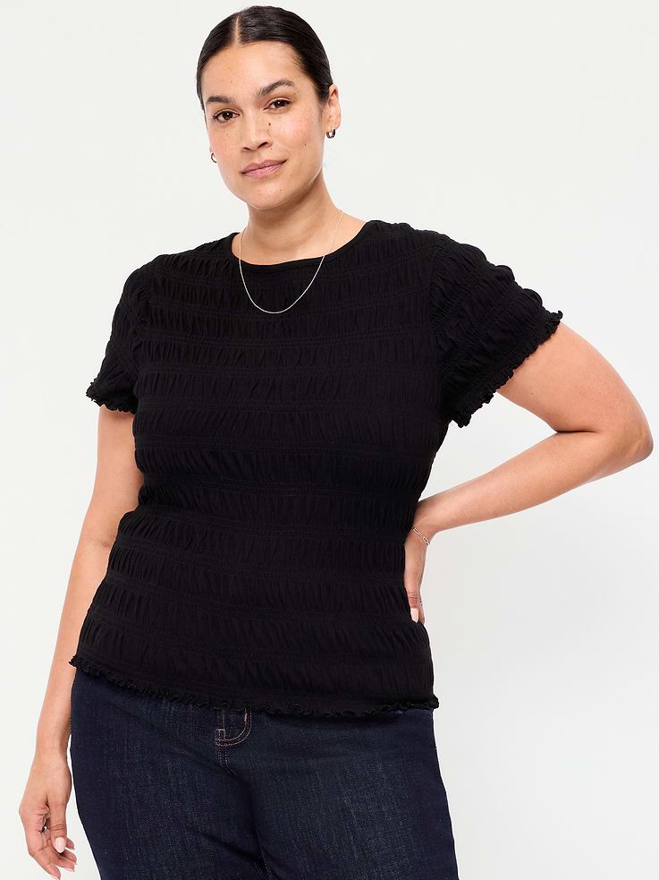 Image number 7 showing, Slit-Neck Smocked Top