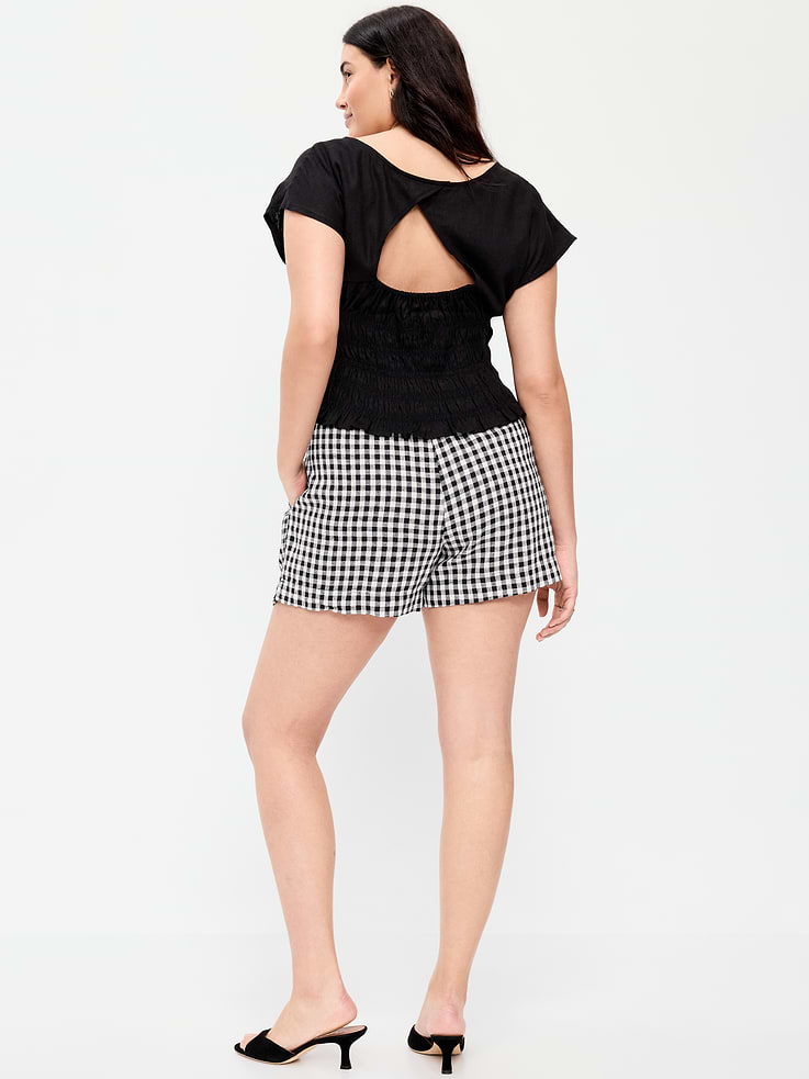 Image number 6 showing, High-Waisted Linen-Blend Shorts -- 3.5-inch inseam