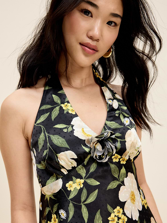 The Occasion by Old Navy Fit and Flare Satin Halter Midi Dress
