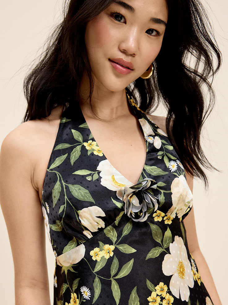 Image number 6 showing, The Occasion by Old Navy Fit and Flare Satin Halter Midi Dress